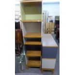 JOHN LEWIS MULTI-COLOURED TALL BOY CABINET, HAVING TWO DRAWERS AND OPEN SECTION ABOVE TWO