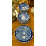 COPENHAGEN; COLLECTION OF BLUE AND WHITE CHRISTMAS PLATES (16)