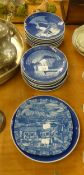 COPENHAGEN; COLLECTION OF BLUE AND WHITE CHRISTMAS PLATES (16)