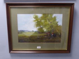 BERNARD BANKS (TWENTIETH CENTURY) WATERCOLOUR Hunt scene Signed 12” x 18” (30.5cm x 45.7cm)