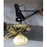 A BLACK ANGLEPOISE DESK LAMP AND A ROTARY DIAL CREAM PLASTIC COPY OF A VINTAGE TELEPHONE (2)