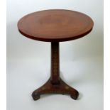 19th CENTURY FRENCH EMPIRE KINGWOOD pedestal occasional table, with quatre matched top on canted