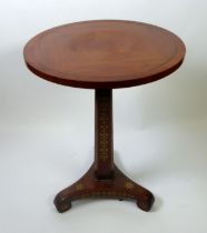 19th CENTURY FRENCH EMPIRE KINGWOOD pedestal occasional table, with quatre matched top on canted