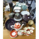 CROWNFORD CHINA COFFEE SERVICE OF 15 PIECES;  DENBY BROWN POTTERY DINNER AND TEA WARES AND