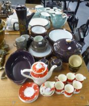 CROWNFORD CHINA COFFEE SERVICE OF 15 PIECES;  DENBY BROWN POTTERY DINNER AND TEA WARES AND