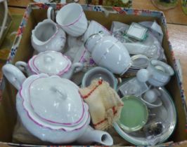 A CHINA CHILDREN'S TEA SET AND A SELECTION OF DOLLS HOUSE CHINA ETC......