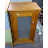 OAK CABINET, HAVING GLASS FROSTED DOOR, WITH INTERNAL SHELF