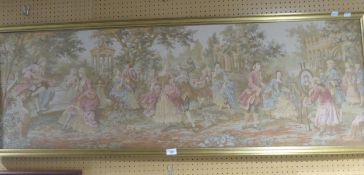 A TWENTIETH CENTURY FRAMED VINTAGE FRENCH ROMANCE WALL TAPESTRY