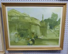 SIR WILLIAM RUSSELL FLINT ARTIST SIGNED COLOUR PRINT Under the Palace Terrace 17 ¾” x 24” (45cm x