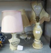FOUR VARIOUS TABLE LAMPS, WITH THREE LAMP SHADES (4)