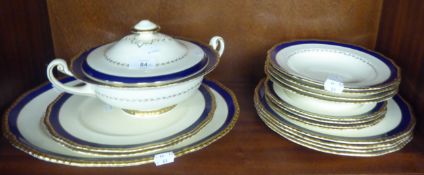 ROYAL DOULTON PART DINNER SERVICE, TO INCLUDE; MEAT PLATE, TUREEN AND COVER AND 14 PLATES, VARIOUS