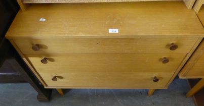 A LIGHT OAK DRESSING CHEST, WITH MIRROR AND THREE DRAWERS