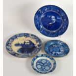 ROYAL DOULTON: Dickens and Shakespeare collectors’ plates and two early blue and white plates, one