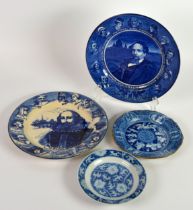 ROYAL DOULTON: Dickens and Shakespeare collectors’ plates and two early blue and white plates, one