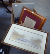A SMALL SELECTION AND TWO PRINTS (CONTENTS OF A BOX)