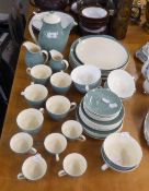 ROYAL DOULTON CHINA ‘SPINDRIFT’ PATTERN PLAIN GREEN DINNER, TEA AND COFFEE SERVICE FOR SIX