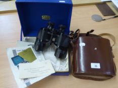 A PAIR OF ROSS, LONDON 7 X 42 MAG SOLAROSS PRISM BINOCULARS, IN LEATHER CASE