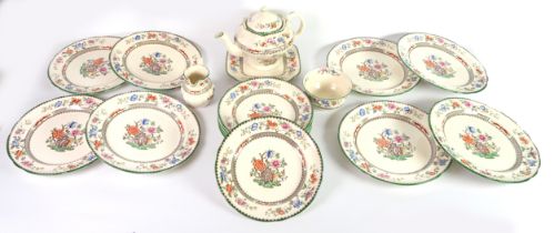 COPELAND SPODE: Chinese Rose pattern part dinner and tea service, with eight dinner plates, seven