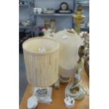 FIVE VARIOUS ONYX TABLE LAMPS (5)