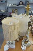 FIVE VARIOUS ONYX TABLE LAMPS (5)