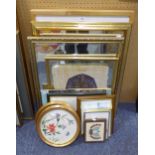 AN EGYPTIAN PHARAOH PRINTED ON PAPYRUS FRAMED AND GLAZED AN ORIENTAL WOVEN PICTURE , FLOWERS AND