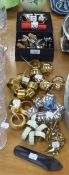 NAPKIN RINGS, VARIOUS SETS, BRASS, MOTHER OF PEARL, GILT WOOD, CHROME PLATED, BOXED SET OF FOUR