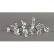 COLLECTION OF SEVENTEEN SWAROVSKI AND SIMILAR GLASS MODELS OF ANIMALS, including a small ‘Pinsons’