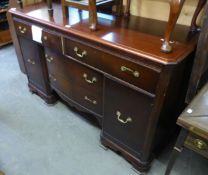 CHIPPENDALE STYLE DOUBLE PEDESTAL SIDEBOARD WITH FOUR DRAWERS AND TWO CUPBOARDS, BLIND FRET CARVED