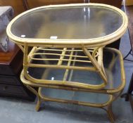 TWO BAMBOO CONSERVATORY COFFEE TABLES WITH GLASS TOPS (2)
