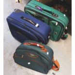 AN ANTLER CANVAS SUITCASE, AN ANTLER OVERNIGHT BAG AND ANOTHER CANVAS SUITCASE (3)