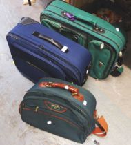 AN ANTLER CANVAS SUITCASE, AN ANTLER OVERNIGHT BAG AND ANOTHER CANVAS SUITCASE (3)