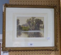 WATERCOLOUR; ERNEST SAWFORD-DYE (1873-1965) WATERCOLOUR AND BODY-COLOUR PASTORAL RIVER SCENE, SIGNED