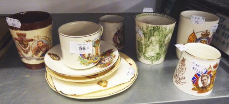 TEN PIECES OF ROYAL COMMEMORATIVE WARES TO INCLUDE; THREE BEAKERS, 3 CUPS AND 4 SIDE PLATES