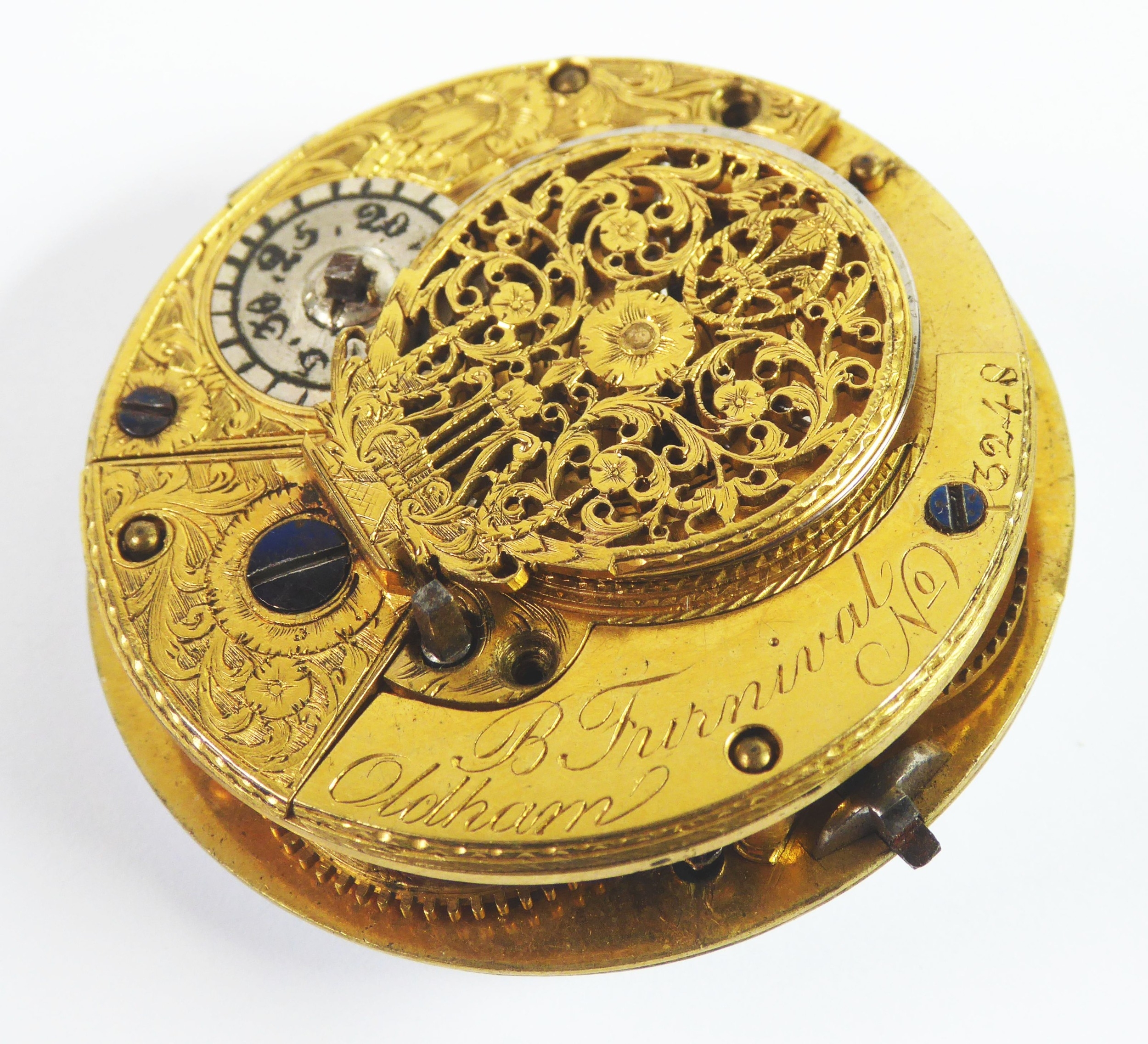 B. FURNIVAL, OLDHAM, No 3248 ANTIQUE VERG POCKET WATCH MOVEMENT ONLY, with white enamelled arabic - Image 2 of 2