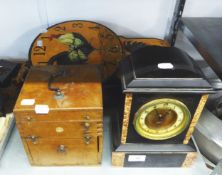 ELECTRO-THERAPY SHOCK MACHINE/VADERGRAPH GENERATOR (A.F.), BLACK SLATE MANTEL CLOCK (A.F.), A MID TO