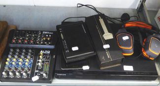 SAMSUNG DVD PLAYER, ALTO PROFESSIONAL MIXER 'ZMX862', SONY MICROPHONE 'EMC-99', LOGITECH GAMING