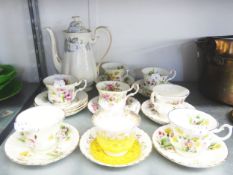 EIGHT ROYAL ALBERT TEA CUPS AND SAUCERS 'COUNTRY LIFE' SERIES X 5, 'REGAL' SERIES, 'MOSS ROSE', '