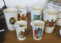 SIX W.H. GOSS BEAKERS, ARMS OF IRELAND, ST. ALBANS ABBEY, ENGLAND (A.F.), ARMS OF WALES, MARGATE,