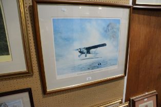 DAVID SHEPHERD ARTIST SIGNED COLOUR PRINT BEAVER AIRCRAFT TAKING OFF (FADED)