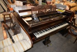 CHAPPEL WALNUTWOOD CASED BOUDOIR GRAND PIANO, STEEL FRAMED, OVER-STRUNG AND UNDER DAMPENED (as foun)