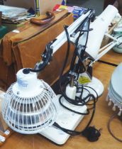 A WHITE ANGLEPOISE TABLE LAMP AND MODERN 'BLO-HEAT' ANGLEPOISE LAMP (2)