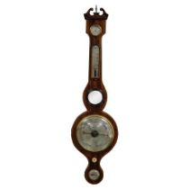 BANJO BAROMETER: George III mahogany banjo barometer/thermometer/hydrometer with mercury tubes by