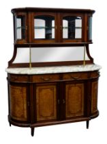 EARLY TWENTIETH CENTURY FRENCH LINE INLAID MARBLE AND WHITE VEINED MARBLE SIDE CABINET, of