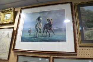 LARGE LIMITED EDITION PRINT 'DESERT ORCHID' WINNING CHELTENHAM GOLD CUP 1989 SIGNED BY ARTIST AND