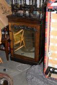 NINETEENTH CENTURY COMPOSITE WALNUT SIDE CABINET, with part hinged oblong top, mirror panelled