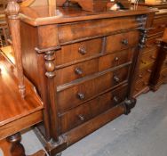 WILLIAM IV/VICTORIAN MAHOGANY SCOTCH CHEST OF TWO OVER THREE DRAWERS, ON ONION FEET, 48 3/4" (124cm)