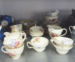 H & M SUTHERLAND CHINA PART TEA SET OF 17 PIECES, FLORAL DESIGN AND A FOLEY BONE CHINA PART TEA