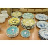 TWENTY SEVEN COLOUR PRINTED CHINESE PORCELAIN PLATES IN VARIOUS SIZES AND DECORATION (27)