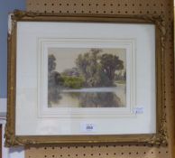 WATERCOLOUR; ERNEST SAWFORD-DYE (1873-1965) WATERCOLOUR AND BODY-COLOUR PASTORAL RIVER SCENE, SIGNED