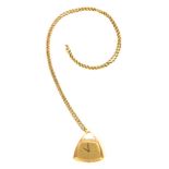 LADY'S ROLLED GOLD PENDANT WATCH with mechanical movement, the dial with batons, in bag shaped, bark